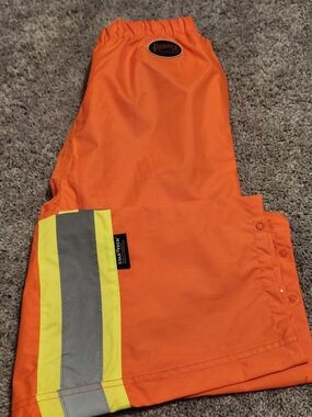 PIONEER Pants Safety Reflective Visibility Orange with Yellow Bands Medium